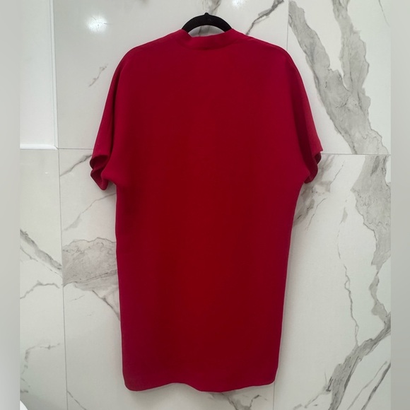 VINCE Pink Magenta Double V Inverted Pleated Drop Shoulder Shift Dress S = 4/6 - Picture 5 of 6